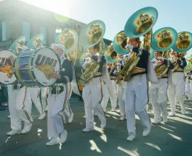 UNI Marching Band at Homecoming parade